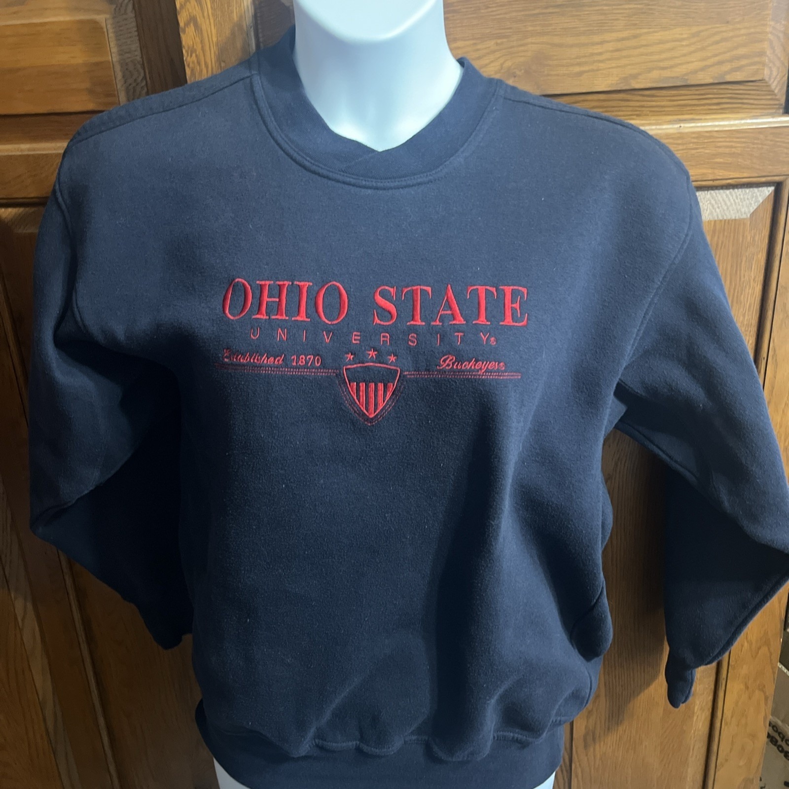 Vtg Ohio State University Buckeyes Black M Briar Creek V-Neck Sweatshirt